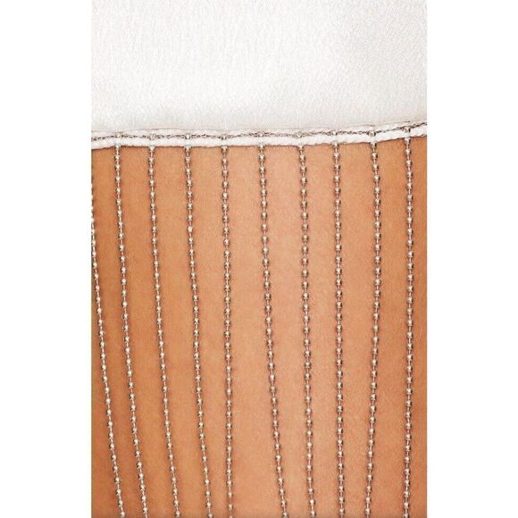 Superdown Penelope white satin Fringe mini Skirt NWT Revolve $68 - Picture 2 of 13